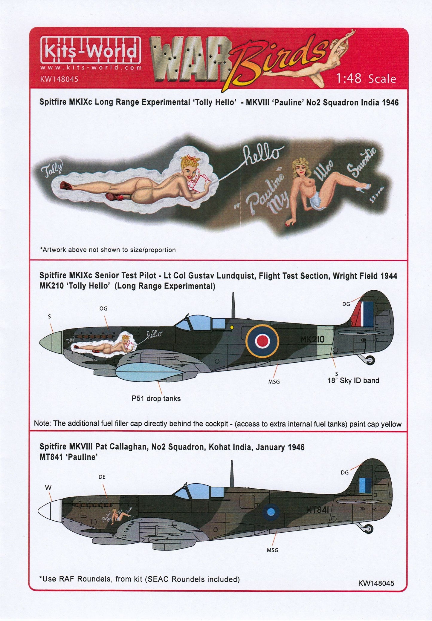 Kits-World KW148045 1/48 Supermarine Spitfire Mk.VIII/IXc ‘Nose Art’ Model Decals - SGS Model Store