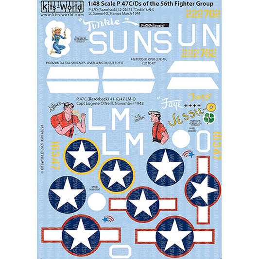 Kits-World KW148224 P-47C/Ds Thunderbolts 56th Fighter Group 1/48