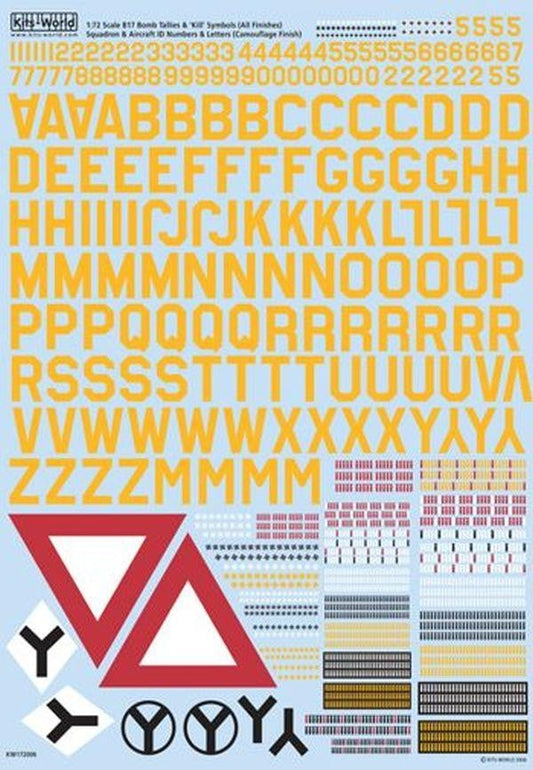 Kits-World KW172006 1/72 B17 Aircraft ID / Squadron ID / Lettering Model Decals - SGS Model Store