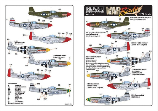 Kits-World KW172179 1/72 North-American P-51B/D Mustang Model Decals - SGS Model Store