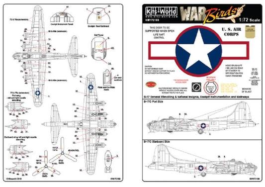 Kits-World KW172189 1/72 Boeing B-17F & B-17G Flying Fortress Model Decals - SGS Model Store