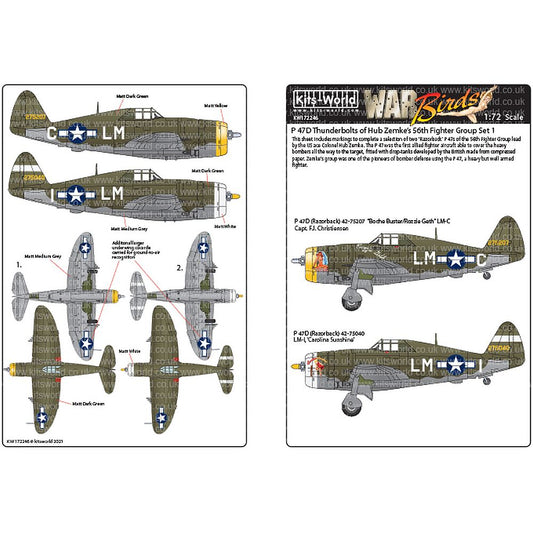 Kits-World KW172246 P-47C/Ds Thunderbolts 56th Fighter Group 1/72