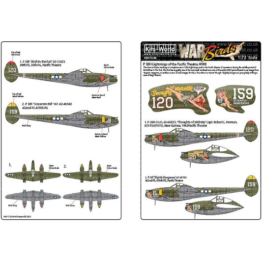 Kits-World KW172249 P-38H Lightnings of the Pacific Theatre WWII 1/72