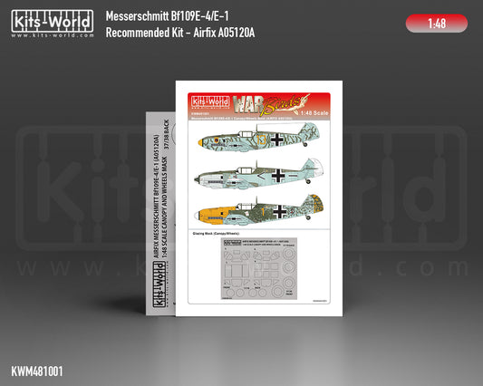 Kits-World KWM481001 Messerschmitt Bf109E-4/E-1 Paint Mask Airfix 1/48