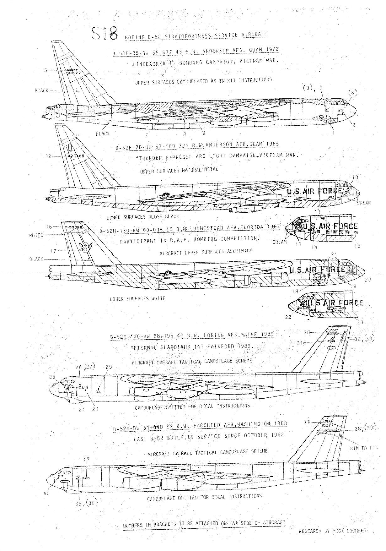 Almark S18 Boeing B-52D, B-52F, B-52G, B-52H Service Aircraft 1/72