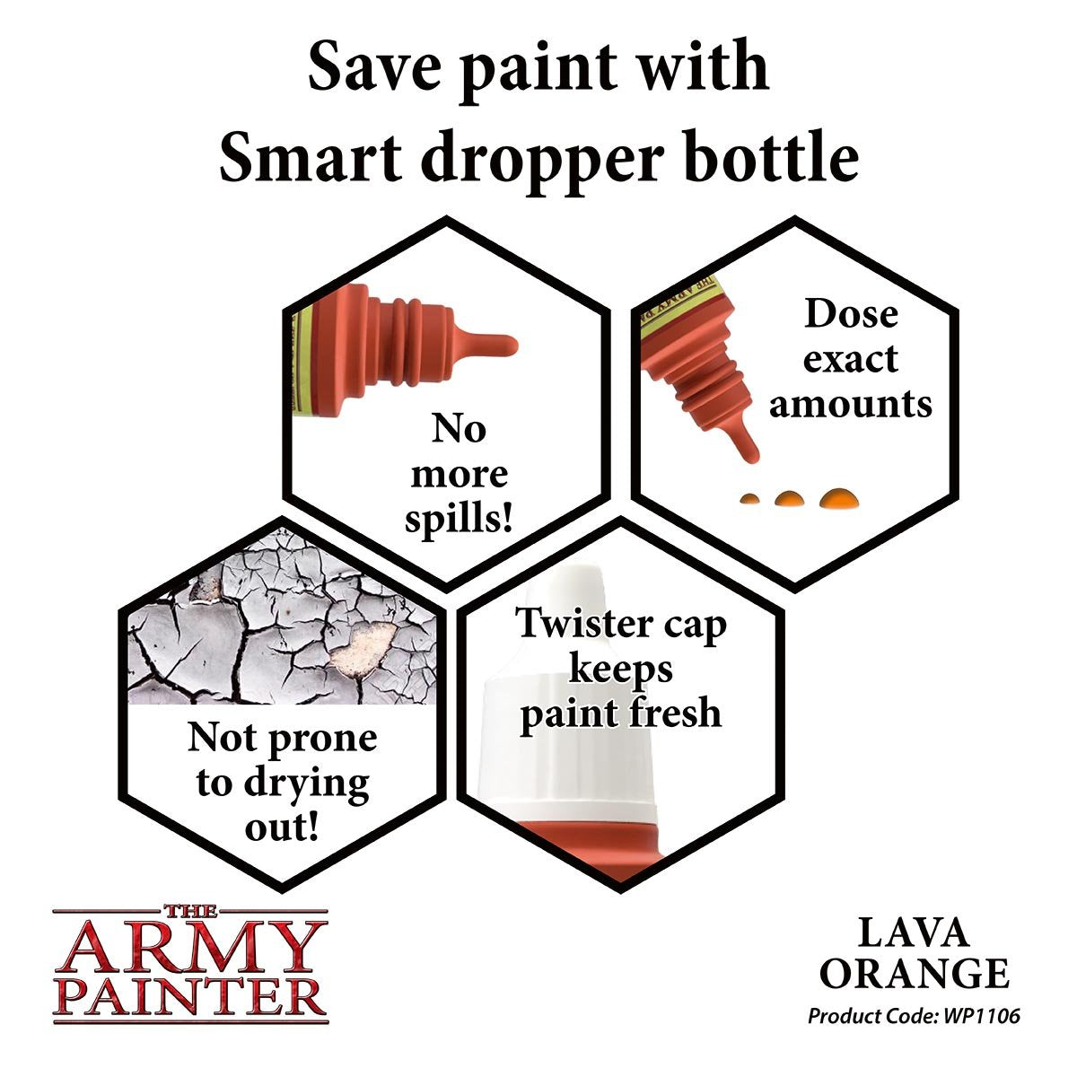 The Army Painter Warpaints WP1106 Lava Orange Acrylic Paint 18ml bottle