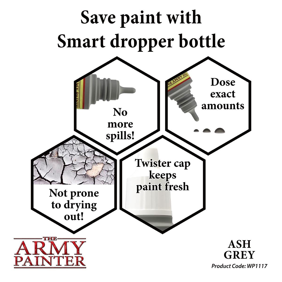 The Army Painter Warpaints WP1117 Ash Grey Acrylic Paint 18ml bottle