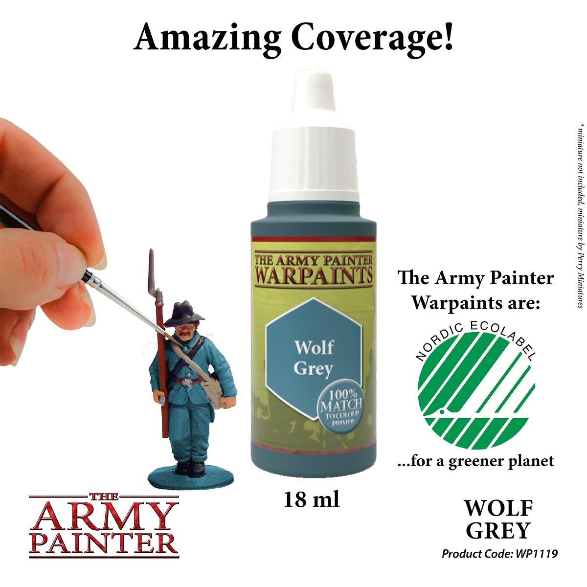 The Army Painter Warpaints WP1119 Wolf Grey Acrylic Paint 18ml bottle