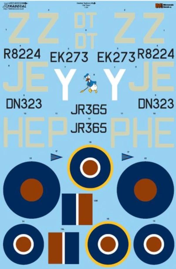 Xtradecal X24002 1/24 Hawker Typhoon Mk.Ib Car Door Model Decals