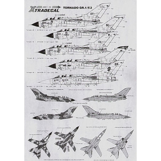 Xtradecal X001-32 1/32 Panavia Tornado GR.1/F3 Model Decals