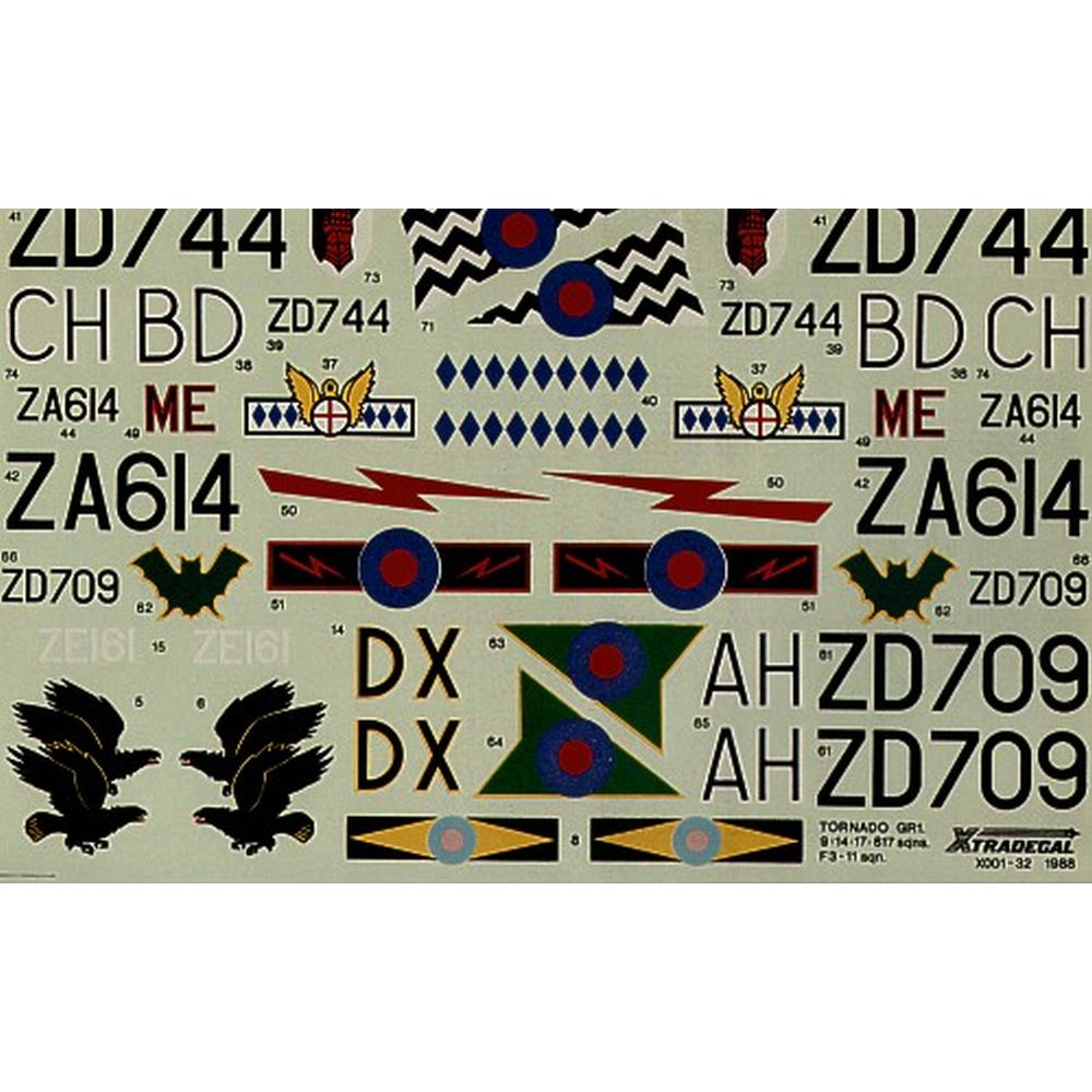 Xtradecal X001-32 1/32 Panavia Tornado GR.1/F3 Model Decals