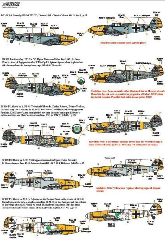 Xtradecal X32067 1/32 Messerschmitt Bf-109 Stab markings Pt 2 Model Decals - SGS Model Store
