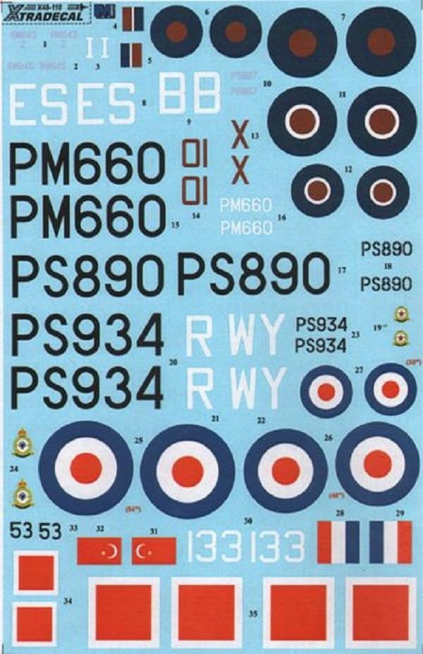 Xtradecal X48118 1/48 Supermarine Spitfire PR Mk.XIX Model Decals - SGS Model Store