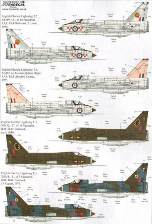 Xtradecal X48152 1/48 BAC/EE Lightning T.5 Model Decals - SGS Model Store