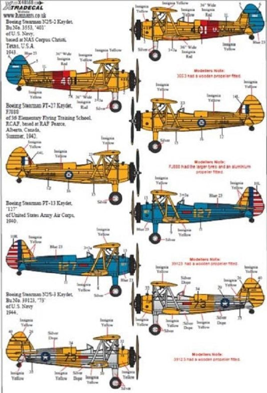 Xtradecal X48168 1/48 Boeing Stearman Kaydet Model Decals - SGS Model Store