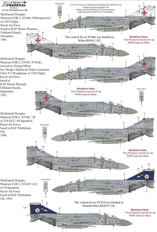 Xtradecal X48190 1/48 McDonnell Douglas Phantom FGR.2 Model Decals - SGS Model Store