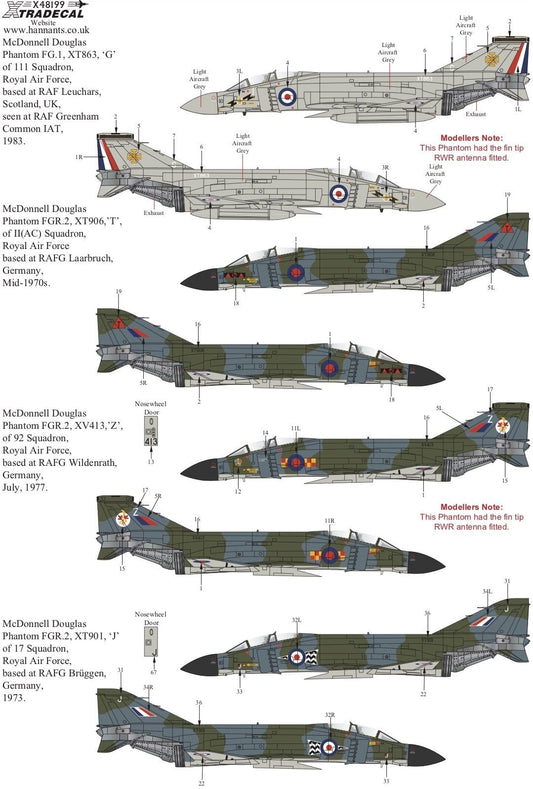 Xtradecal X48199 1/48 RAF Phantom FG.1 & FGR.2 Pt1 Model Decals - SGS Model Store