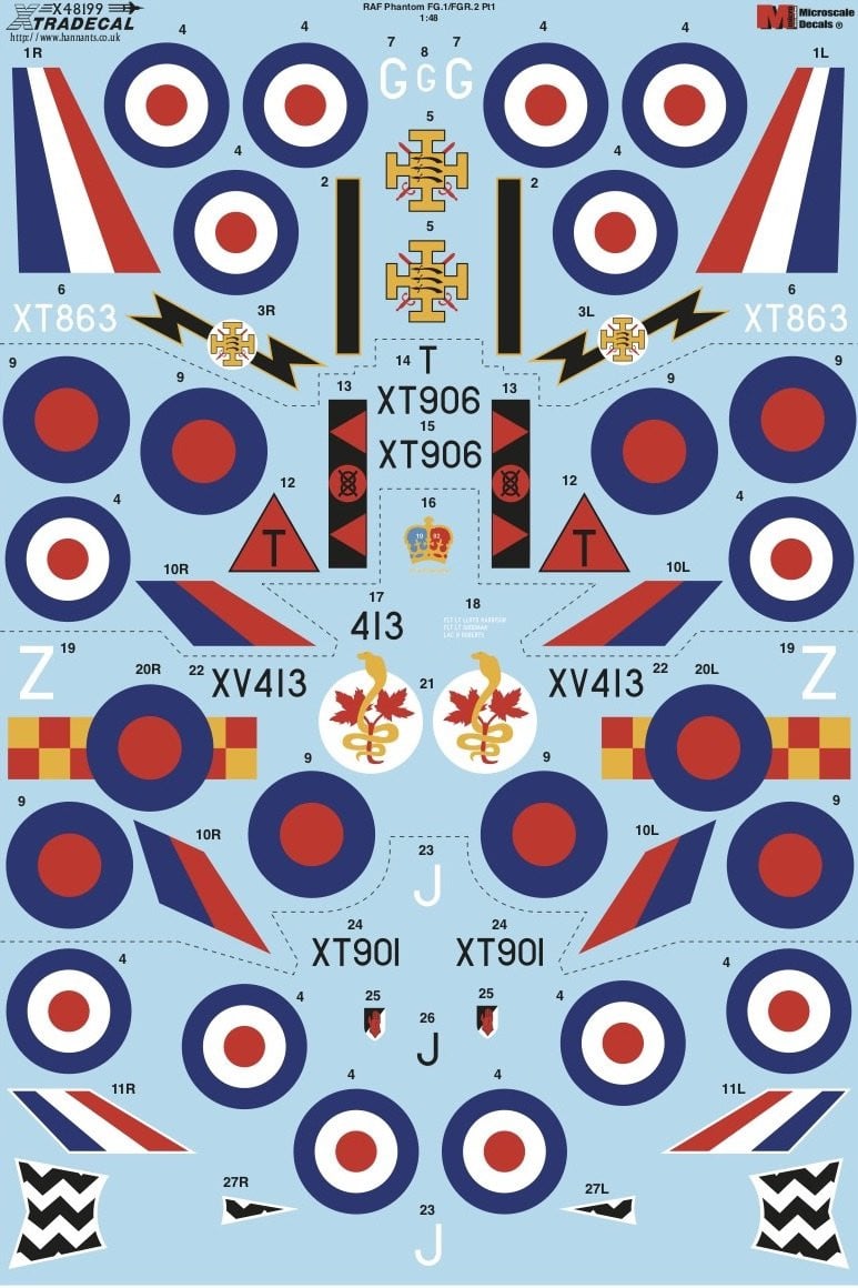 Xtradecal X48199 1/48 RAF Phantom FG.1 & FGR.2 Pt1 Model Decals - SGS Model Store