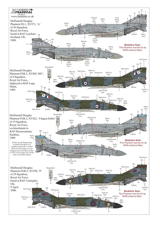 Xtradecal X48200 1/48 RAF Phantom FG.1 & FGR.2 Pt2 Model Decals - SGS Model Store