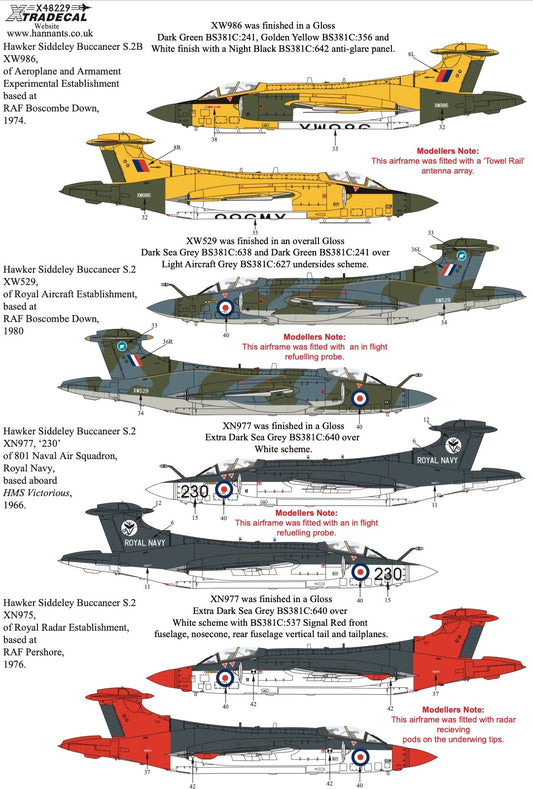 Xtradecal X48229 H.S. Buccaneer S.2 Collection Pt2 Decals 1/48