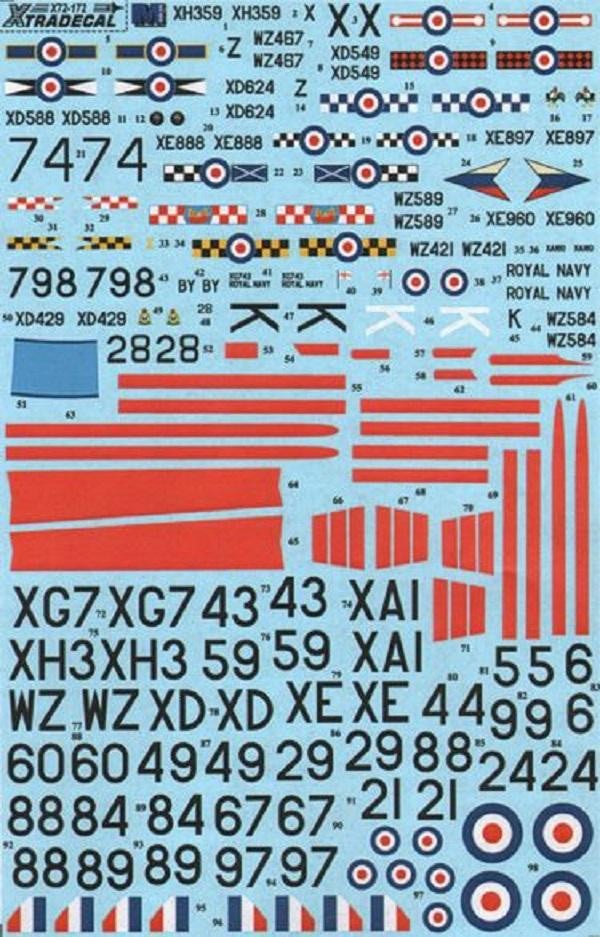 Xtradecal X72172 1/72 de Havilland Vampire T.11 UK Part 1 Model Decals - SGS Model Store