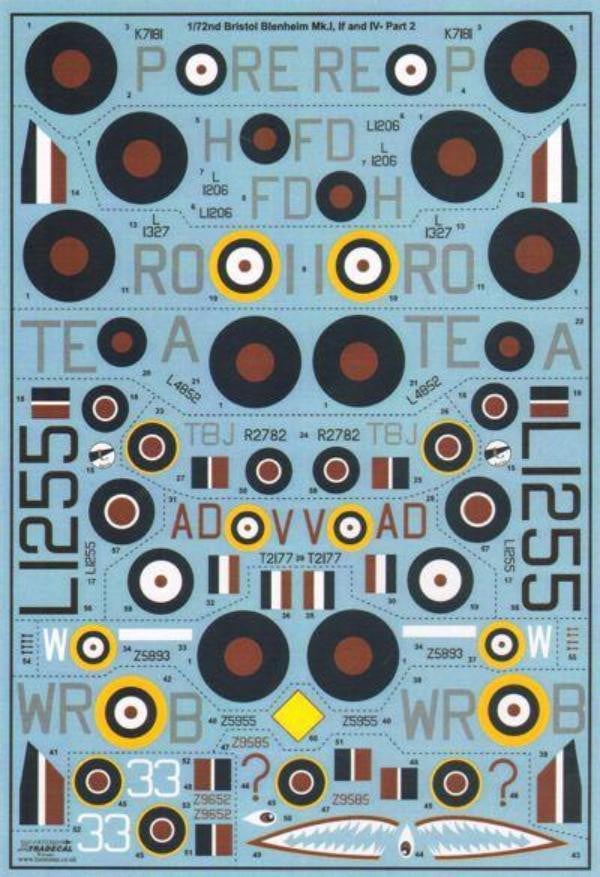 Xtradecal X72203 1/72 Bristol Blenheim Mk.I/Mk.IF/Mk.IV Pt.2 Model Decals - SGS Model Store