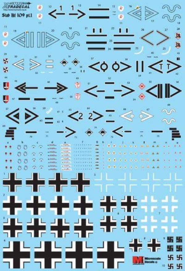 Xtradecal X72259 1/72 Stab Messerschmitt Bf-109s Pt 1 Model Decals - SGS Model Store