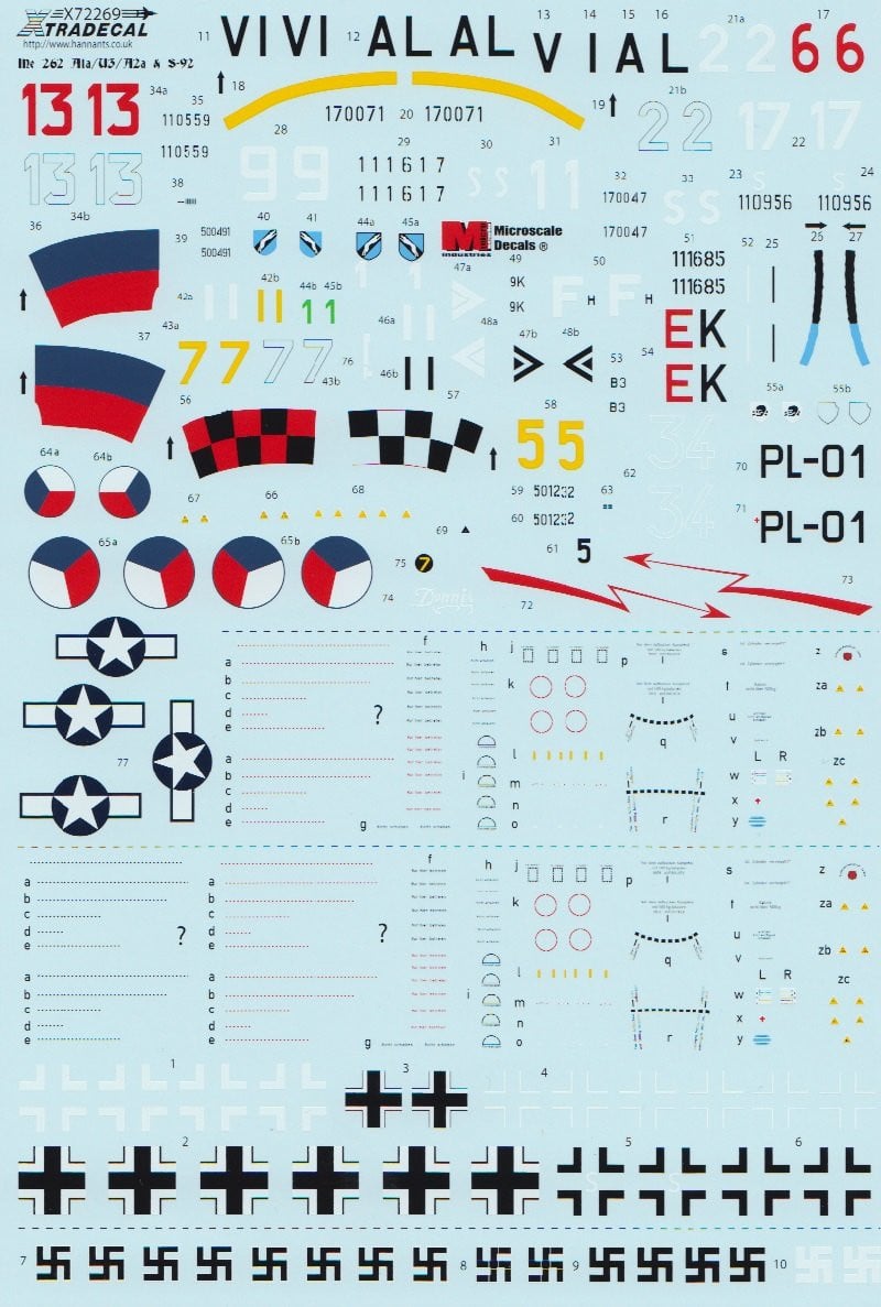 Xtradecal X72269 1/72 Messerschmitt Me-262 Model Decals - SGS Model Store