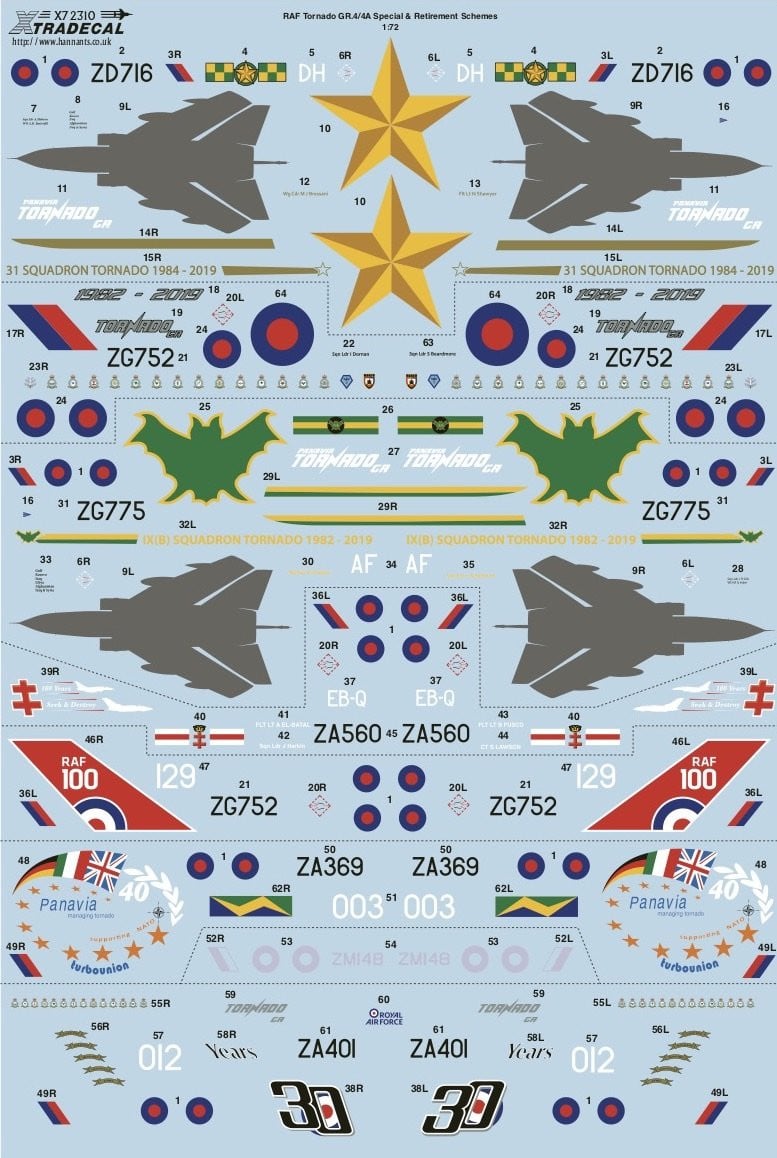 Xtradecal X72310 1/72 RAF Panavia Tornado GR.4/GR.4A Model Decals - SGS Model Store