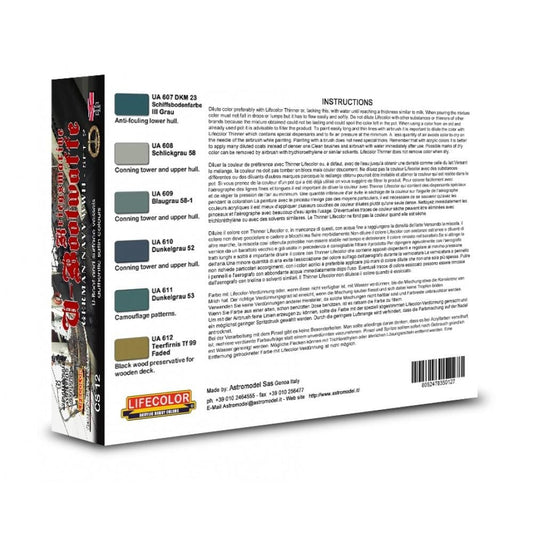 LifeColor CS12 German WWII Kriegsmarine U-Boat Paint Set 2 (22ml x 6) - SGS Model Store