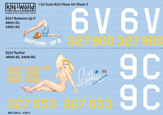 Kits-World KW132012 1/32 North-American B-25J Mitchell Model Decals - SGS Model Store