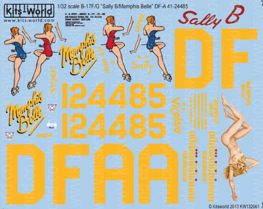 Kits-World KW132061 B17F/G Fortress - 'Memphis Belle/Sally B' Decals 1/32