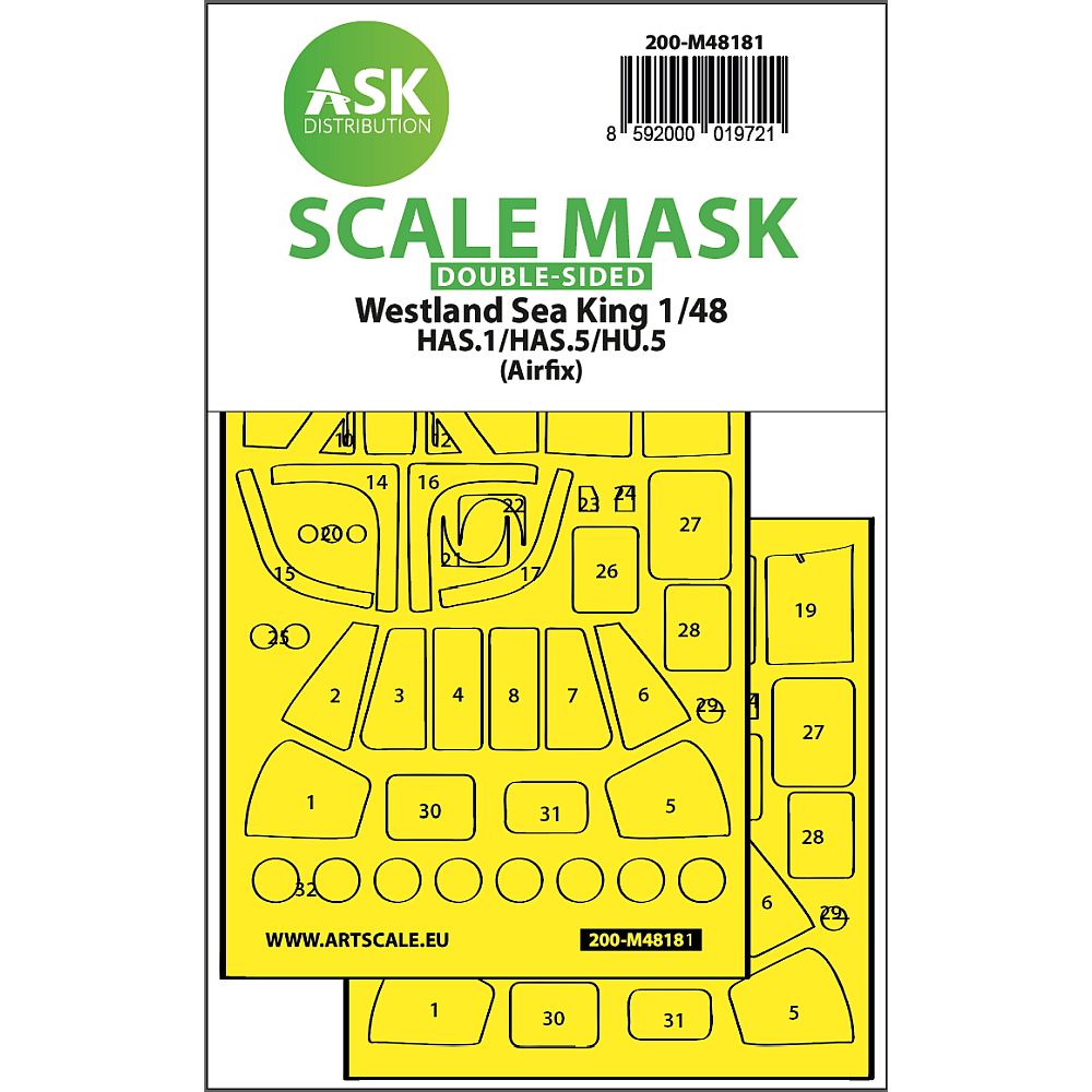 1:48 Sea King HAS.1/HAS.5/HU.5 Double-Sided Mask Art Scale 200-M48181