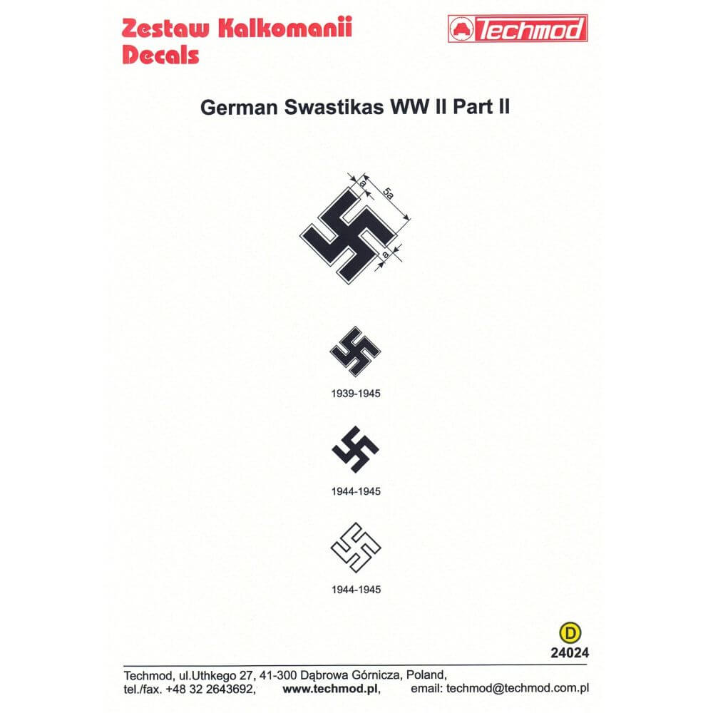 1:24 German Swastikas WW II Part II 24024 Techmod Decals