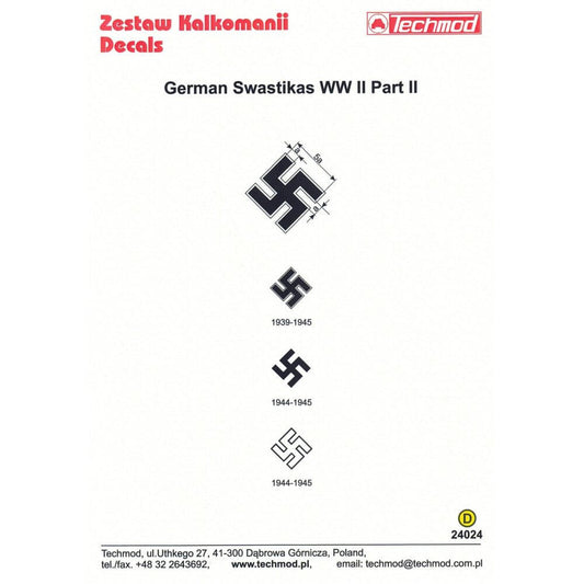 1:24 German Swastikas WW II Part II 24024 Techmod Decals