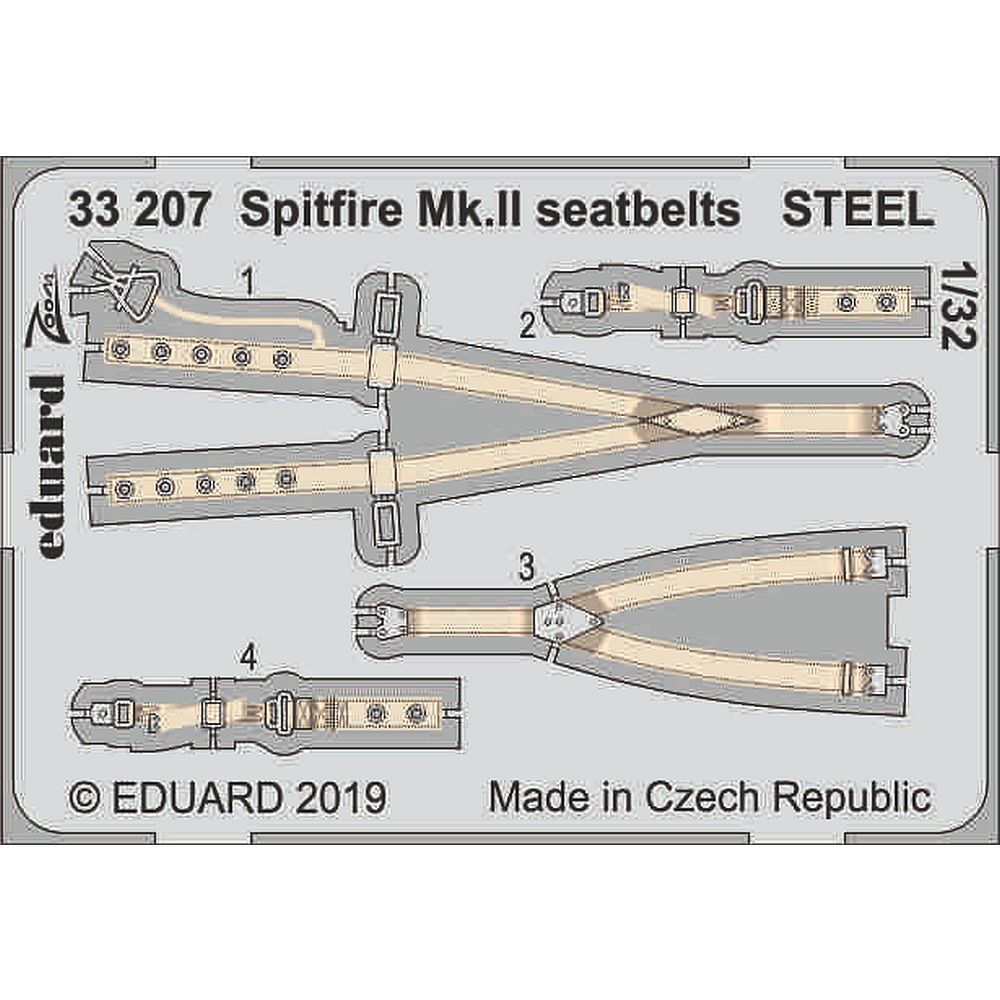 Eduard 33207 Spitfire Mk.II seatbelts STEEL for Revell 1/32