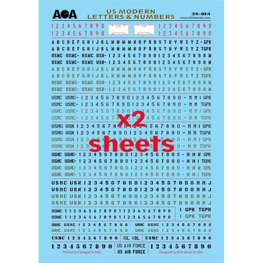 1:35 US Modern Vehicle Letters & Numbers 35-014 AOA Decals