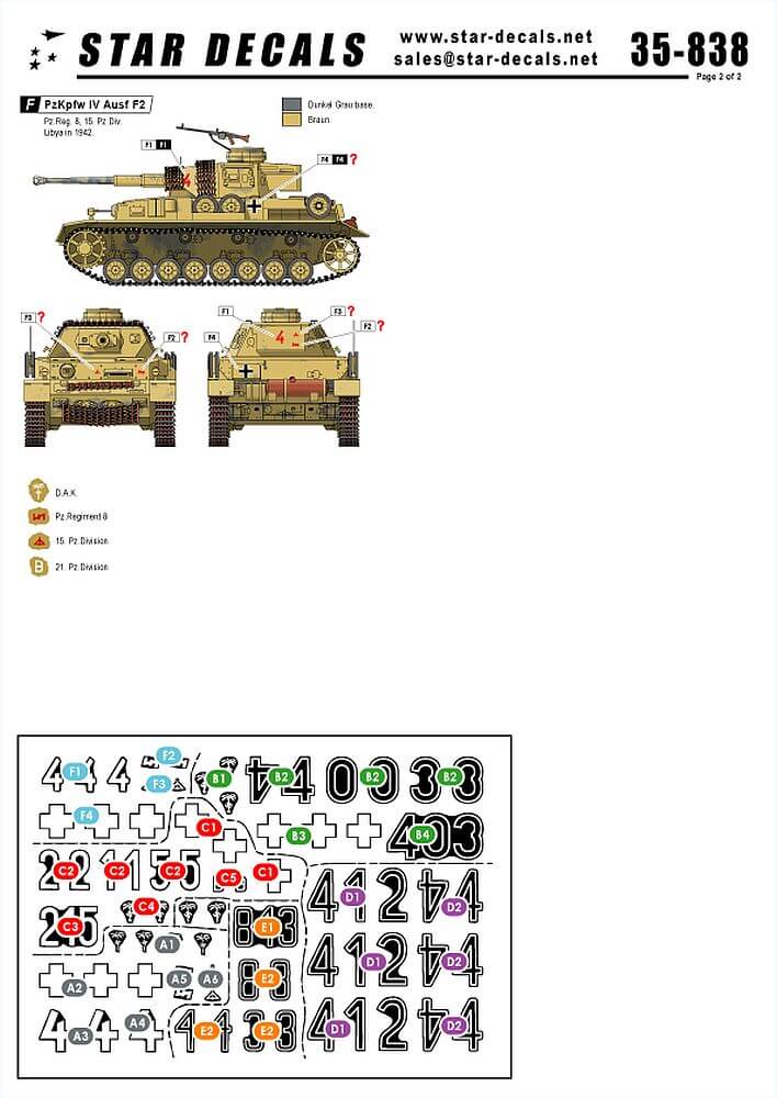 1:35 German Afrika Mix # 8. 35-838 Star Decals