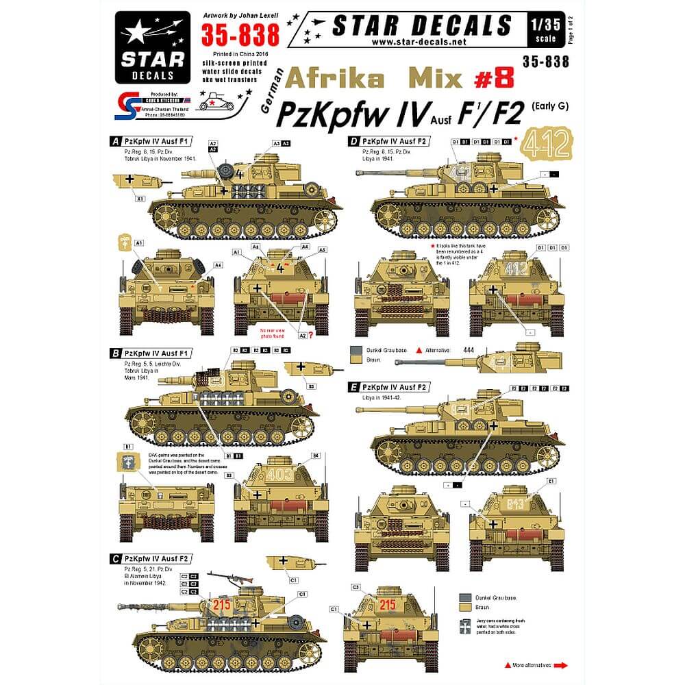 1:35 German Afrika Mix # 8. 35-838 Star Decals