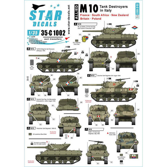 1:35 M10 Tank Destroyers in Italy 35-C1002 Star Decals