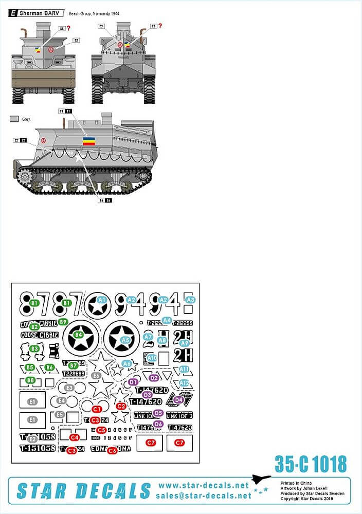 1:35 British Special Shermans in Normandy and France 35-C1018 Star Decals