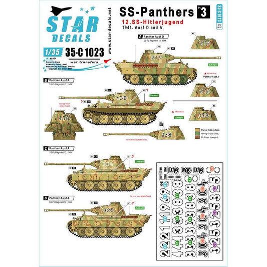 1:35 SS-Panthers Part 3 12. SS-Hitlerjugend 35-C1023 Star Decals