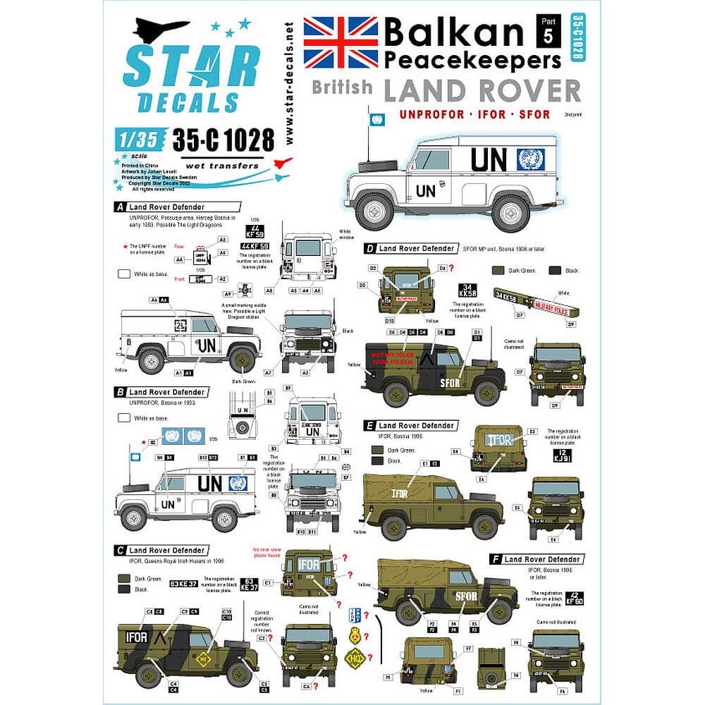 1:35 Balkan Peacekeepers #5 British Land Rover 35-C1028 Star Decals