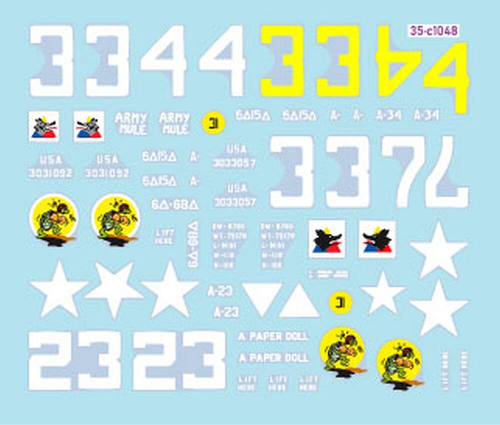 1:35 US M4A3E8 Easy Eight 6th Armored Division 35-C1048 Star Decals