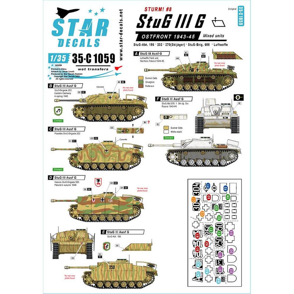 1:35 STURM! #8 StuG III G - Ostfront 1943-45 35-C1059 Star Decals