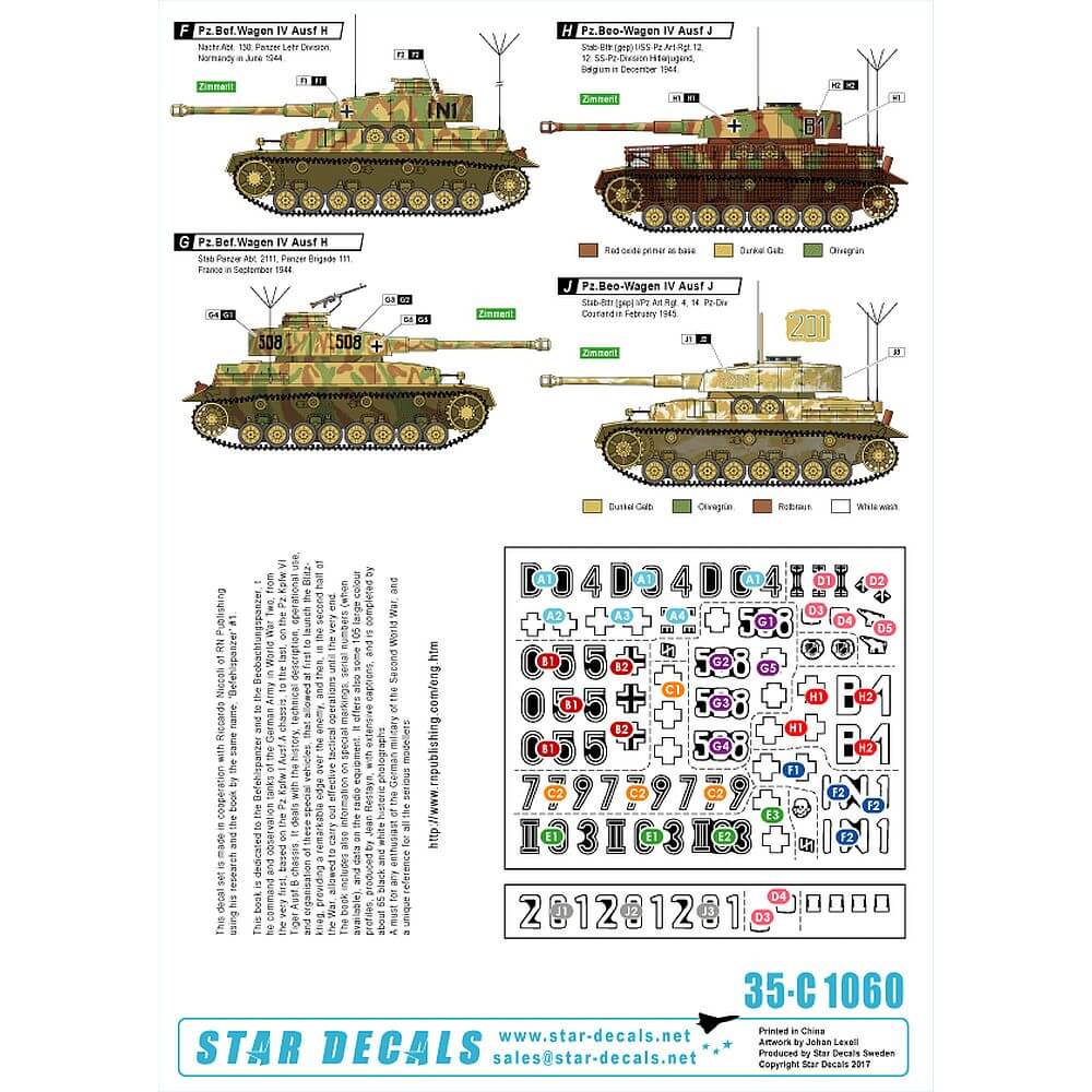 1:35 Befehlspanzer #4 Bef.PzKpfw IV Ausf F/G/H 35-C1060 Star Decals