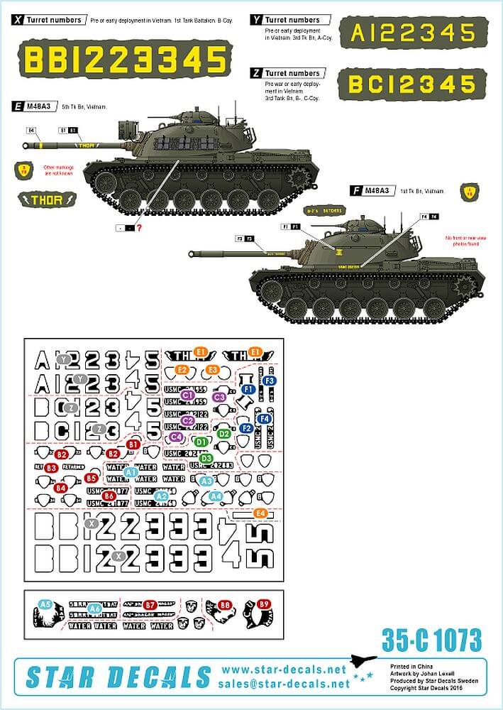 1:35 M48A3 Early Model US Marines in Vietnam 35-C1073 Star Decals