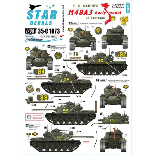 1:35 M48A3 Early Model US Marines in Vietnam 35-C1073 Star Decals