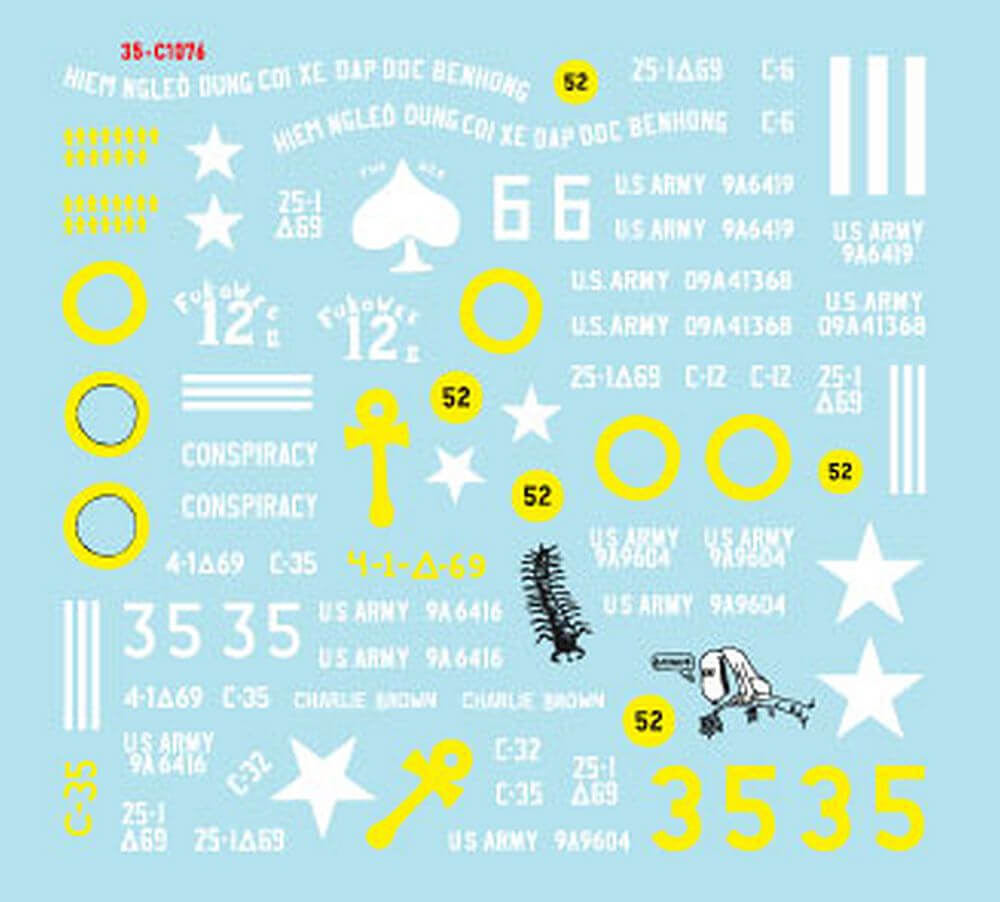 1:35 M48A3 Patton 69th Armored Regiment in Vietnam 35-C1076 Star Decals