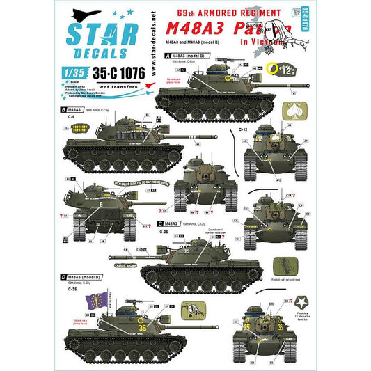 1:35 M48A3 Patton 69th Armored Regiment in Vietnam 35-C1076 Star Decals